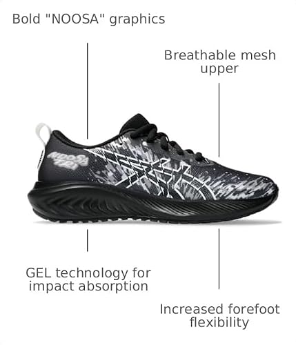 ASICS Kid's Gel-Noosa TRI 16 Grade School Running Shoes, 4, Black/White