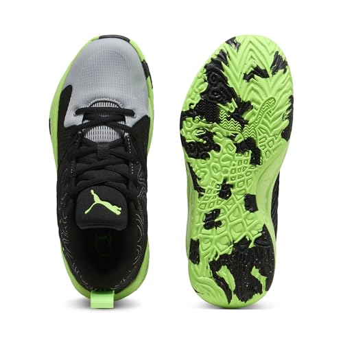PUMA Unisex-Child Court Pro 3 Basketball Shoes, Black-Green Glare-Cool Mid Gray AH26, 2, Big Kid