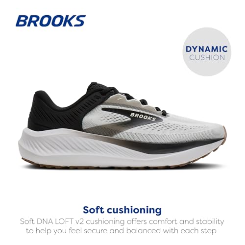 Brooks Men’s Anthem 8 Neutral Running Shoe - White/Black/Tan - 7 Medium