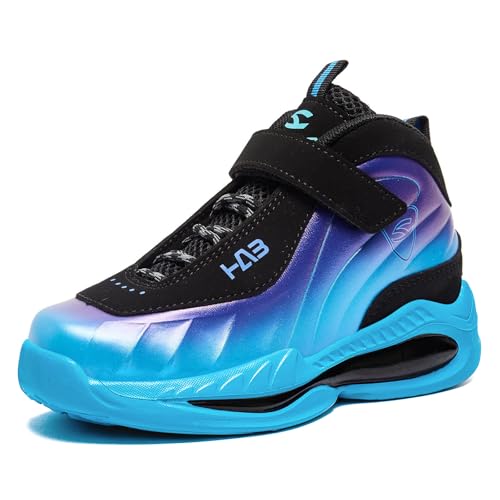 Miorpex Kids Sneakers Basketball Shoes Breathable Nonslip Sports Tennis Walking Running Shoes for Boys Girls Black Blue Little Kid Size 13