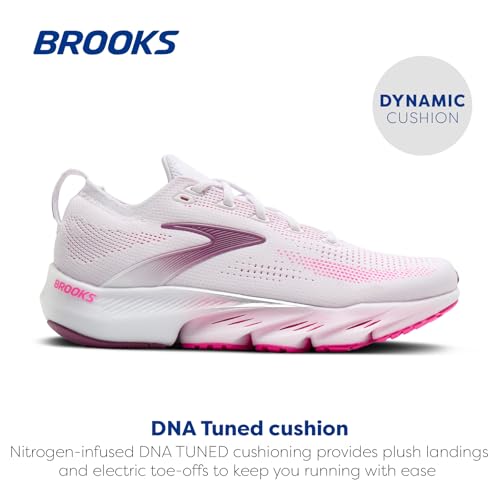 Brooks Women’s Glycerin Flex Neutral Running & Walking Shoe - White/Cyber Pink/Argyle - 8.5 Medium