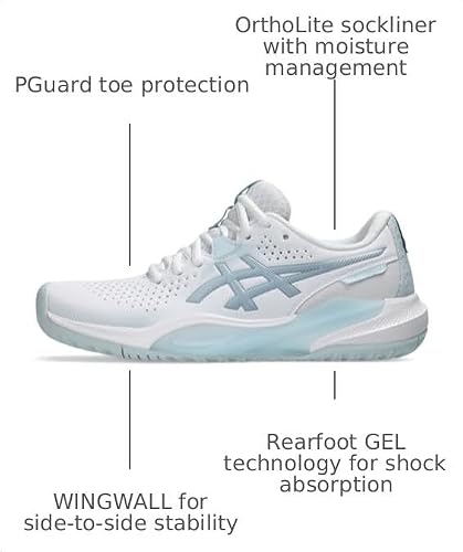 ASICS Women's Gel-Challenger 15 Tennis Shoes, 8.5, White/Sky