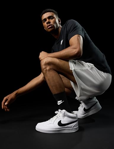 Nike Men's Court Vision Mid Next Nature Shoes, White/Black-White, 11