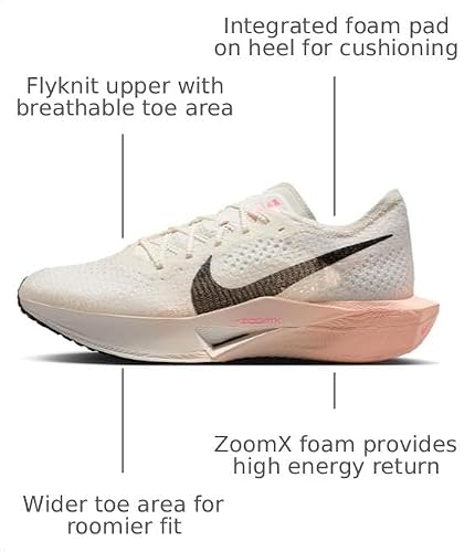 Nike Women's Vaporfly 3 Competition Running Shoes, Sail Black Crimson Tint Guava Ice, 10