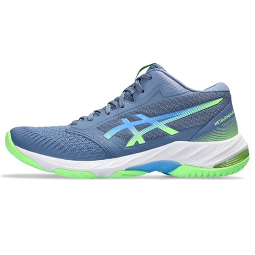 ASICS Men's Netburner Ballistic FlyteFoam Mid Top 3 Volleyball Shoe, 8, Denim Blue/Waterscape