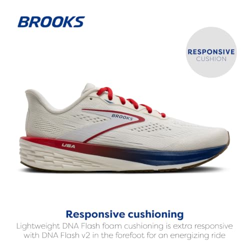 Brooks Men’s Launch 12 Neutral Running Shoe - Coconut/Red/Blue - 8 Medium