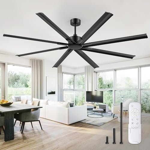 ZMISHIBO 84 Inch Heavy-Duty Ceiling Fan without Light, 8 Aluminum Blades