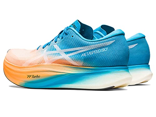 ASICS Unisex METASPEED Sky+ Running Shoes, 10M / 11.5W, Orange POP/Island Blue