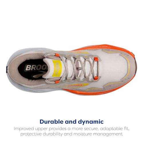 Brooks Men’s Caldera 7 Trail Running Shoe - White Sand/Chateau Gray/Yellow - 10.5 Medium