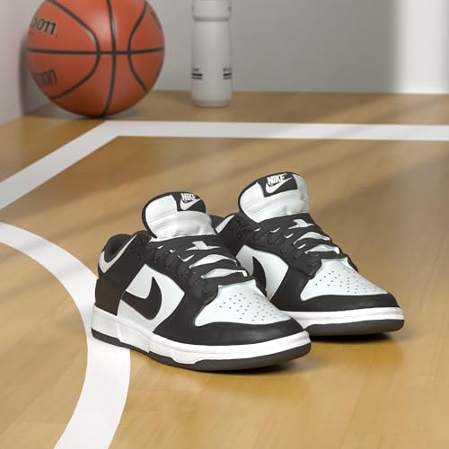 Nike Dunk Low Retro Mens Basketball Shoes, White Black White, 9.5 US
