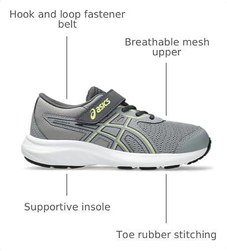 ASICS Kid's Contend 9 Pre School Running Shoe, 2, Gravel/Citron