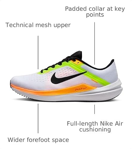 Nike Winflo 10 shoes code DV4022-101, White Black Orange Yellow, 14 US