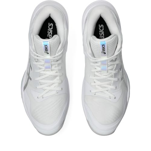 ASICS Unisex Sky Elite FlyteFoam Mid Top 3 Volleyball Shoes, 8M / 9.5W, White/Pure Silver