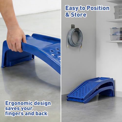 Heavy Duty Car Ramps for Oil Changes, 2 Pack Solid Steel Vehicle Ramps, 8,000 LBS Capacity Per Pair, 35" x 12" x 9.5", Auto Service Ramps, 9" Tire Track Width, Traction Hole Surface, Blue