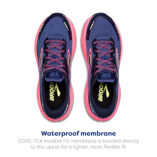 Brooks Women’s Divide 5 GTX Waterproof Trail Running Shoe - Grey Blue/Pink/Lime - 6 Medium