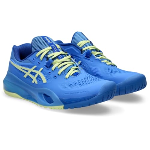 ASICS Women's Gel-Resolution X Tennis Shoes, 10, Blue Coast/Huddle Yellow