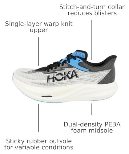 Hoka Unisex Rocket X 3 White/Black Men's 5, Womens 6 Medium