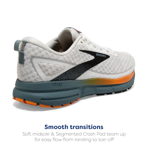 Brooks Men’s Trace 3 Neutral Running Shoe - White/Orange/Goblin Blue - 10 Medium