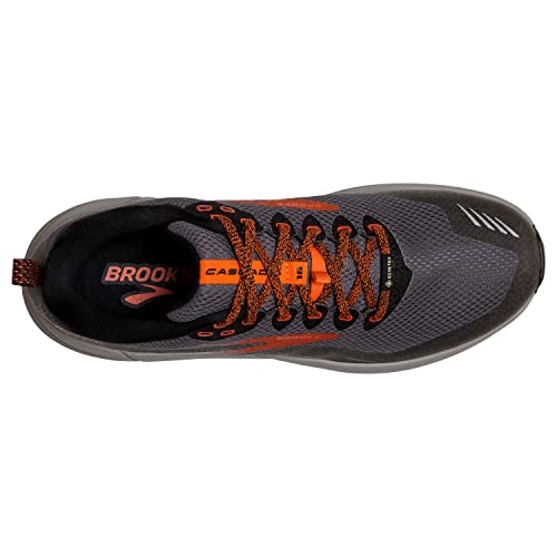 Brooks Men’s Cascadia 16 GTX Waterproof Trail Running Shoe - Black/Ebony/Cinnabar - 8 Medium