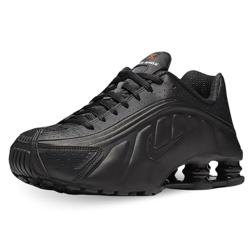 Nike Women's Shox R4 Sneaker, Multicolour Black Black Black Max Orange 000, 7.5