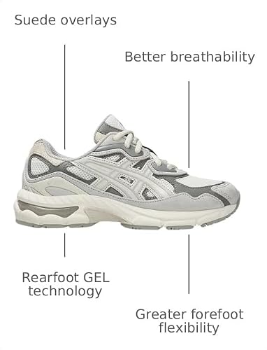 ASICS Unisex Kid's Gel-NYC Grade School (Big Kid), Cream/Oyster Grey, 5.5 Medium, Big Kid