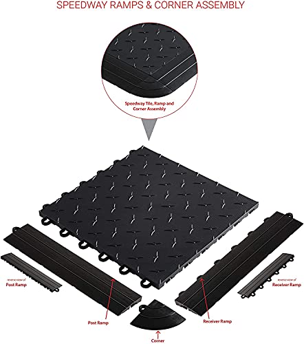 Speedway Garage Floor Diamond Tile, 12 x 12 x 0.5 in, Grey, 50-Piece Set
