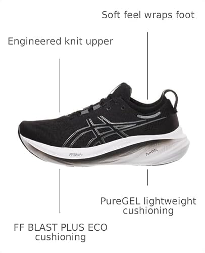 ASICS Women's Gel-Nimbus 26 Running Shoe, 9.5, Black/Graphite Grey