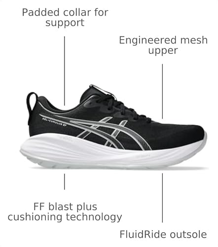 ASICS Men's Gel-Cumulus 27 Running Shoes, 9.5, Black/Concrete