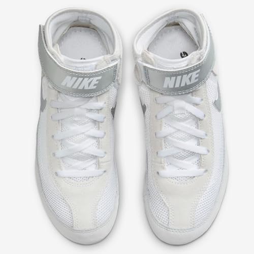 Nike SpeedSweep 7 Big Kids' Wrestling Shoes (366684-100, White/Metallic Silver/Metallic Silver) Size 2.5