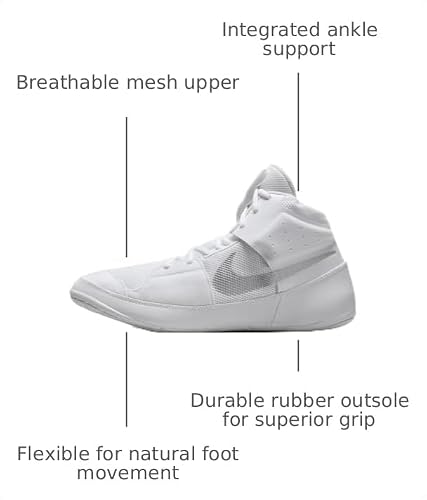 Nike Fury Wrestling Shoes (AO2416-102, White/White/Metallic Silver) Size 12