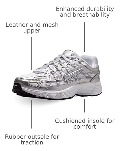 Nike P-6000 Big Kids' Shoes (White/Blue Tint/Black/Metallic Silver) Size 6