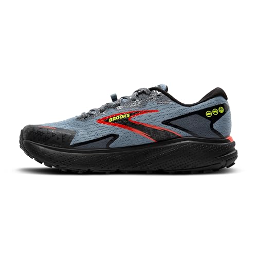Brooks Men’s Divide 5 Trail Running Shoe - Citadel/Ebony/Lime - 8.5 Medium