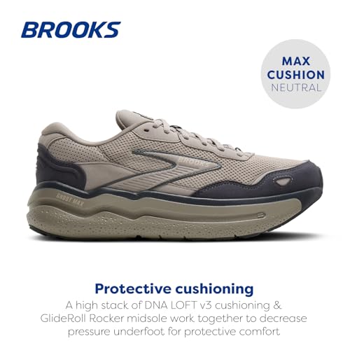 Brooks Men’s Ghost Max Suede/Leather Neutral Running & Walking Shoe - Rockridge/Ebony - 10 Medium