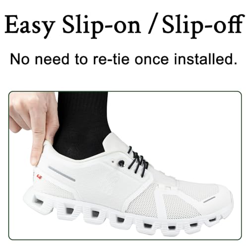 Endoto 2 Pairs Elastic Shoelaces for ON Cloud 5 & 6 No Tie Replacements Shoes Laces Stretchy Bungee Running Training(Color:White,Size:26Inch)