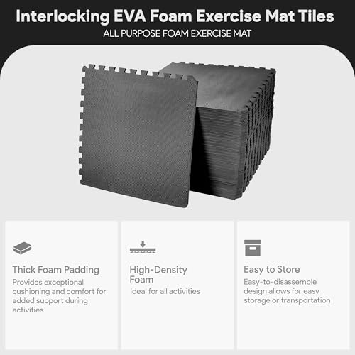 BalanceFrom Puzzle Exercise Mat 1/2-inch Thick, EVA Interlocking Foam Floor