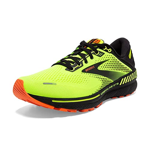 Brooks Men's Adrenaline GTS 22 Supportive Running Shoe - Nightlife/Black/Flame - 8 Medium