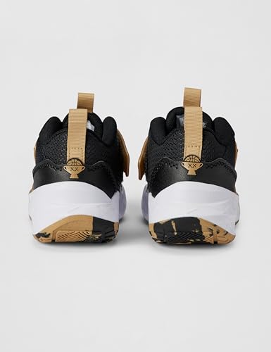 Nike Little Kid's Team Hustle D Basketball Shoes, Black/Black-Metallic Gold-White, 13C