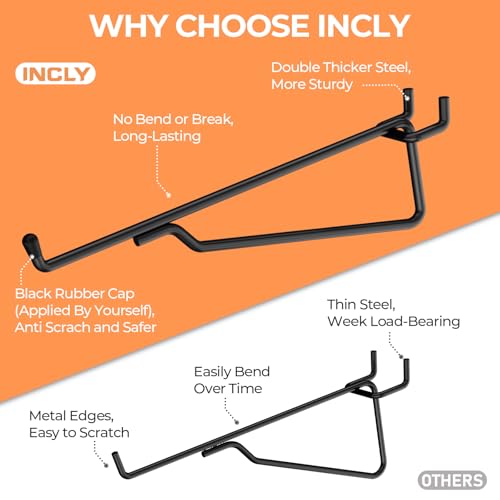 INCLY 8 Pack 8" Pegboard Shelf Hooks, 1/4" Peg Board Organizer Accessory