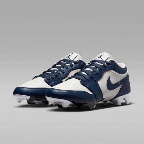 Jordan 1 Low TD Men's Football Cleat (Wolf Grey/White/College Navy) Size 10.5