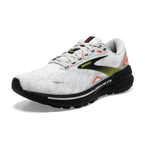 Brooks Men’s Adrenaline GTS 23 Supportive Running Shoe - Oyster/Black/Red Orange - 12 Medium