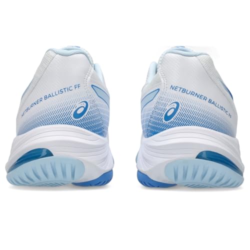 ASICS Women's Netburner Ballistic FlyteFoam 3 Volleyball Shoes, 9, White/Blue Coast