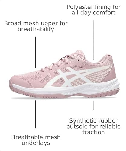 ASICS Kid's Upcourt 6 Grade School Volleyball Shoes, 5, MORGANITE/White