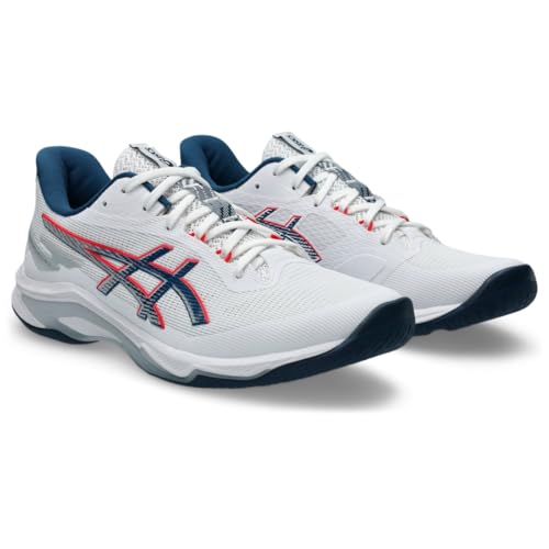 ASICS Men's Netburner Ballistic FlyteFoam 4 Volleyball Shoes, 11.5, White/MAKO Blue
