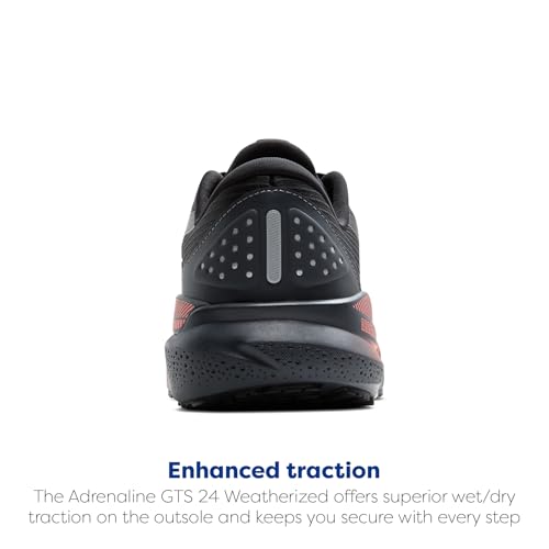 Brooks Women’s Adrenaline GTS 24 Weatherized Supportive Running Shoe - Black/Ebony/Hot Coral - 9 Medium