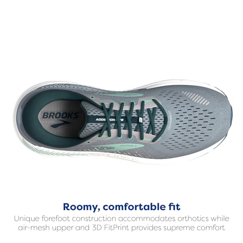 Brooks Women's Addiction GTS 15 Supportive Running Shoe - Grey/Navy/Aqua - 8 Wide