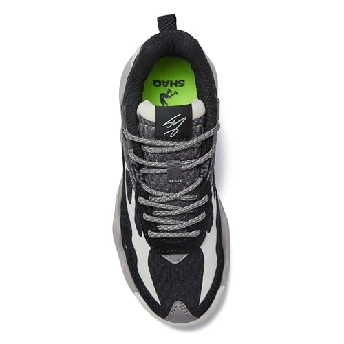 SHAQ Reign Kids Basketball Shoes for Boys and Girls, Kids and Youth High Top Boys Sneakers Size 11 to 7 Little or Big Kid Shoes - Black/Light Grey, 4 Big Kid
