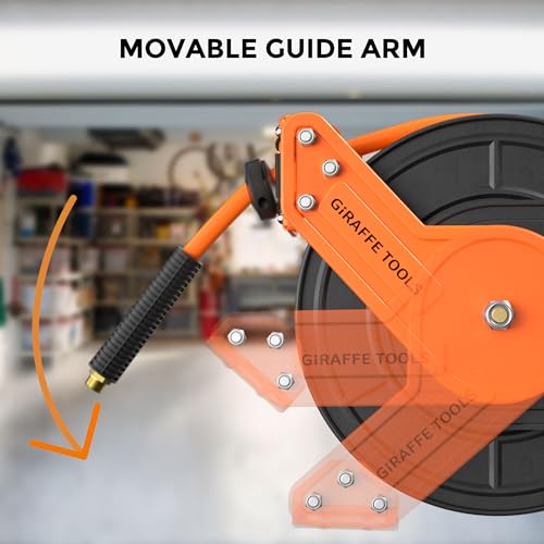 Giraffe Tools Retractable Air Hose Reel 25ft 3/8" Hybrid Hose Garage