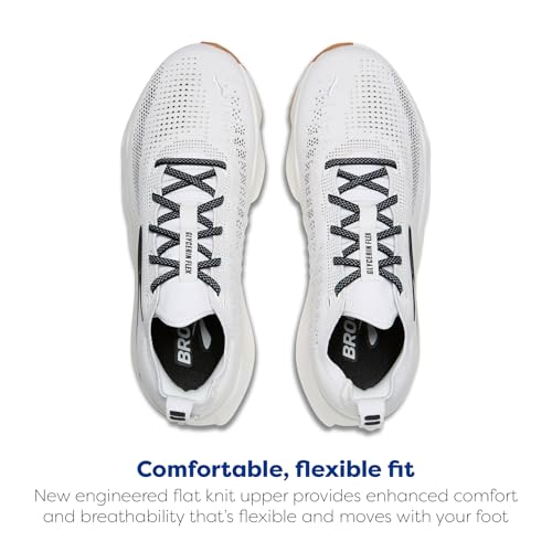 Brooks Men’s Glycerin Flex Neutral Running & Walking Shoe - White/Black/Gum - 11 Medium