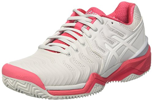 ASICS Gel-Resolution 7 Clay Womens Tennis Shoes E752Y Sneakers Trainers (UK 4 US 6 EU 37, Grey White red 9601)