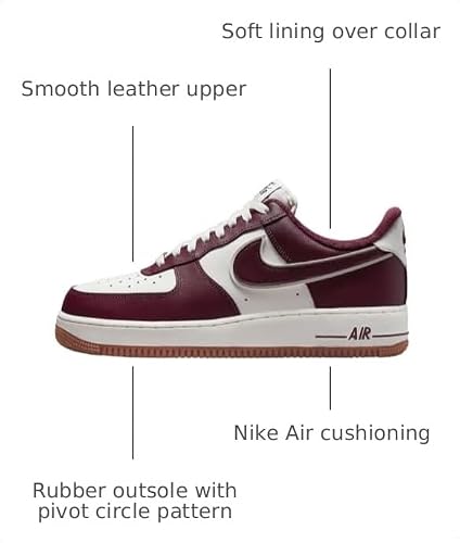 Nike Men's Air Force 1 '07 Basketball Shoe, Sail/Night Maroon, 10.5